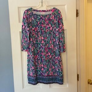 Lilly Pulitzer Sophie UPF 50+ Shift Dress Low Tide Navy Jewely Engineered S NWT